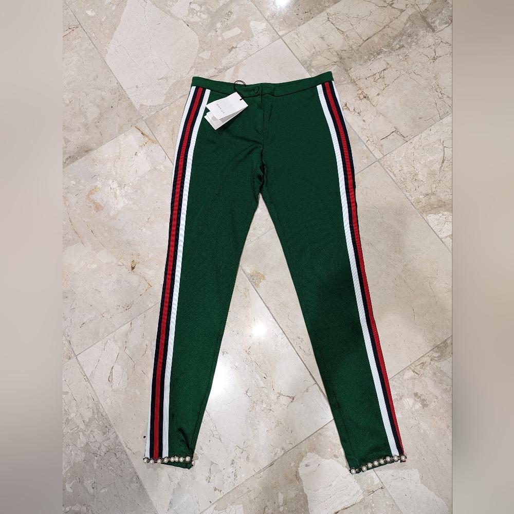 Gucci Green Pearl Pants Leggings